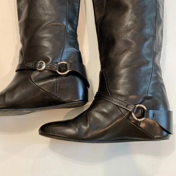 Laurel Over The Knee Covered Wedge Heel Boots Black Size 36 - Picture 2 of 16